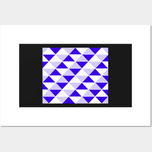 Abstract Triangles pattern - blue and white. Posters and Art